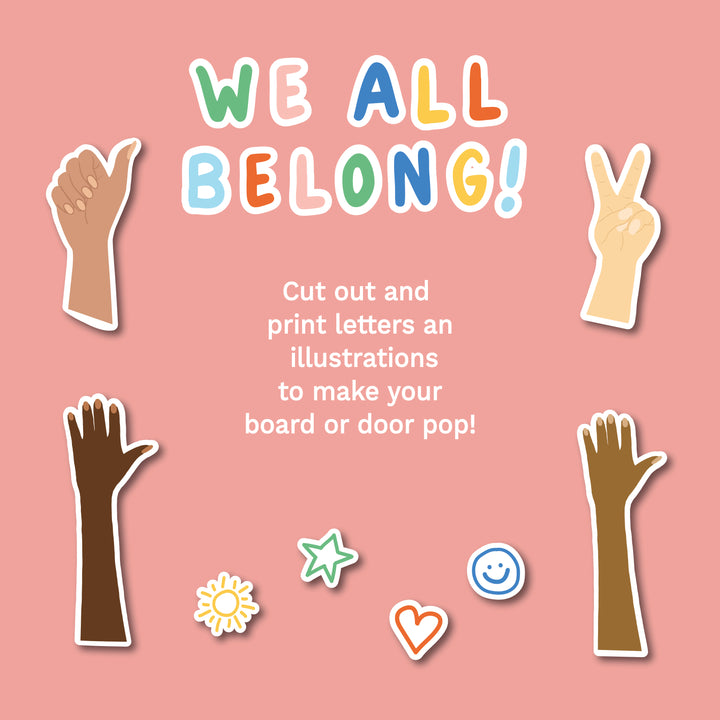 Celebrate Belonging Printable Bulletin Board | Door Decor Set | Digital Download