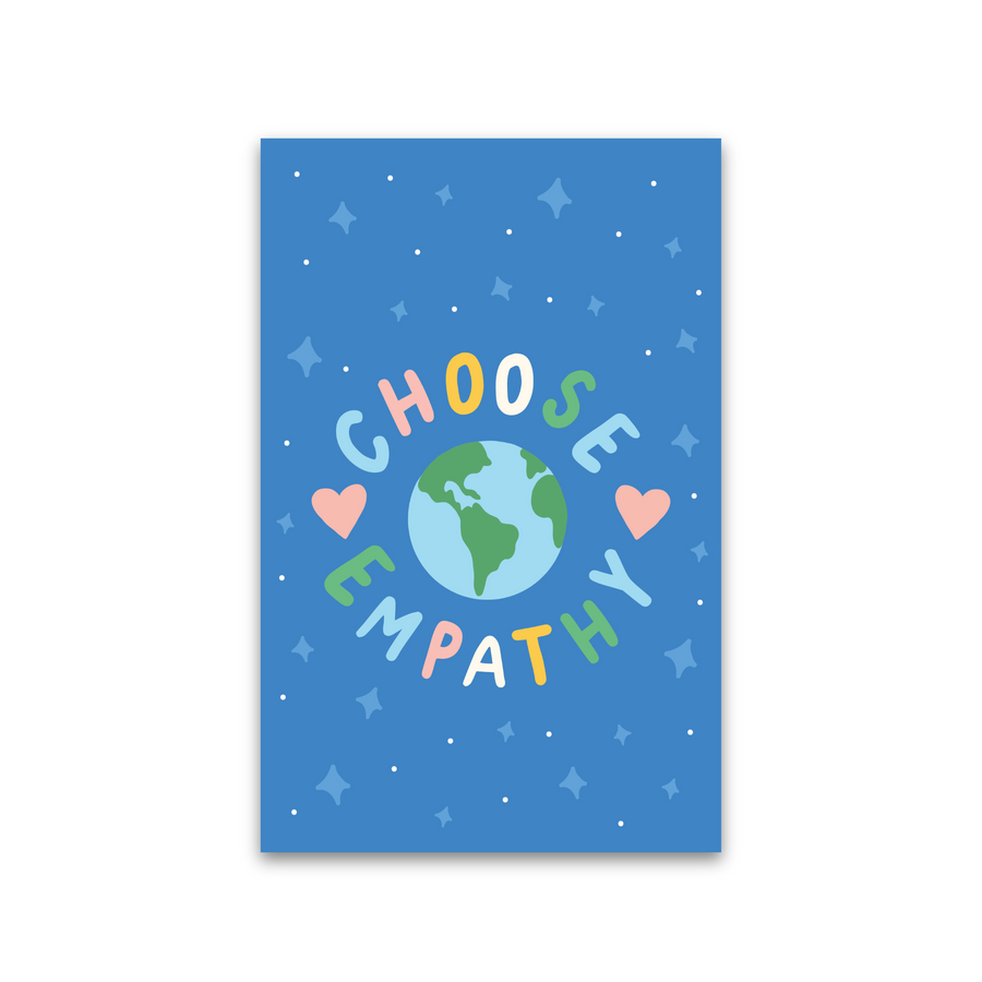 Poster with 'Choose Empathy' text and a globe on a blue background